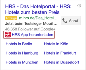 App Erweiterung mit Markierung