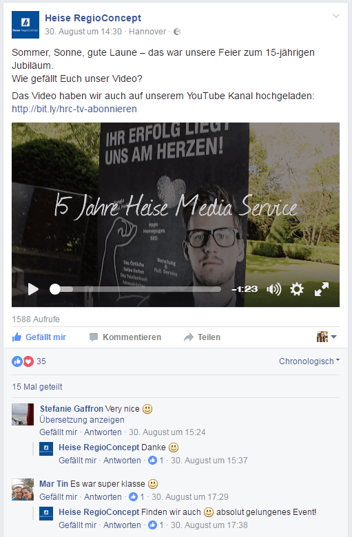 Screenshot, Quelle: Facebook
