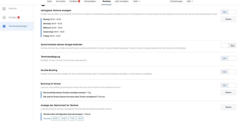 Facebook Terminbuchung Terminierung