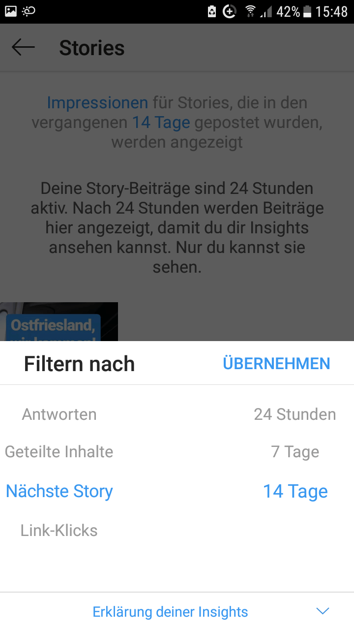 Instagram Insights Nächste Story