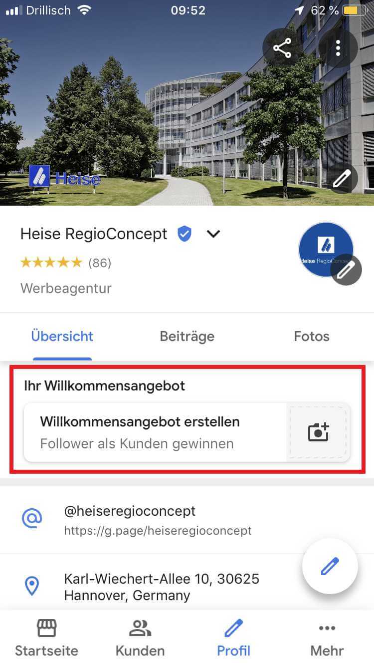 Willkommensangebot-erstellen-1-GMB Willkommensangebot erstellen, Quelle: Screenshot