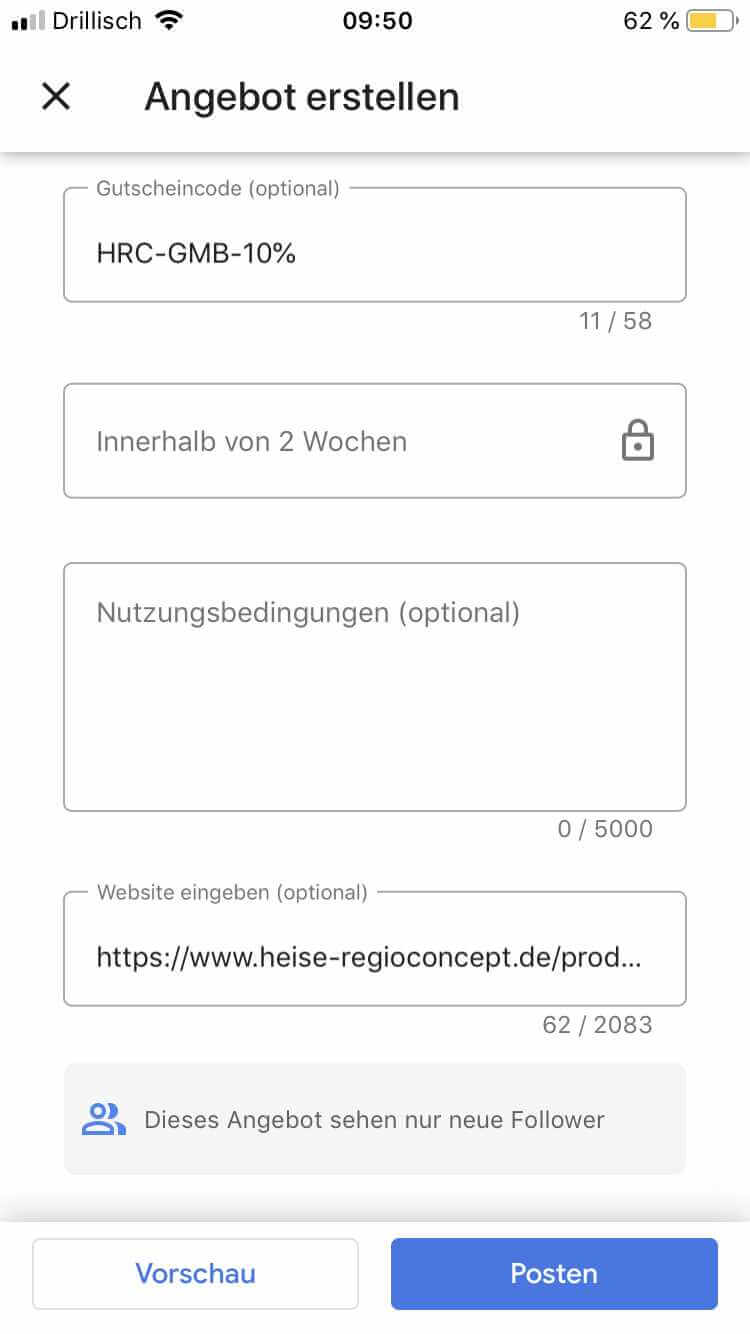 Willkommensangebot-erstellen-2-GMB Willkommensangebot, Quelle: Screenshot Google My Business