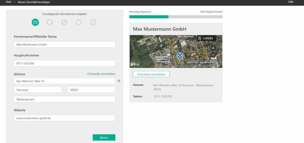 Bing Places Unternehmensdaten