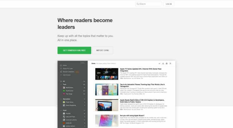 Feedly de ferramentas de mídia social