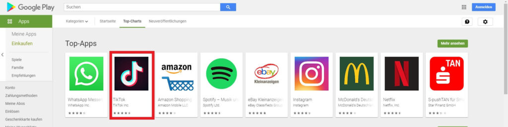 TikTok-App im Google Play Store