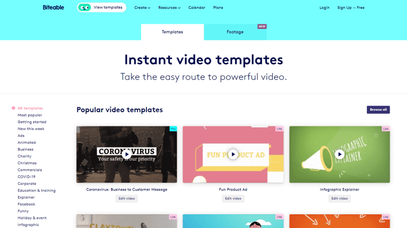 Video Tamplates Beispiel Biteable