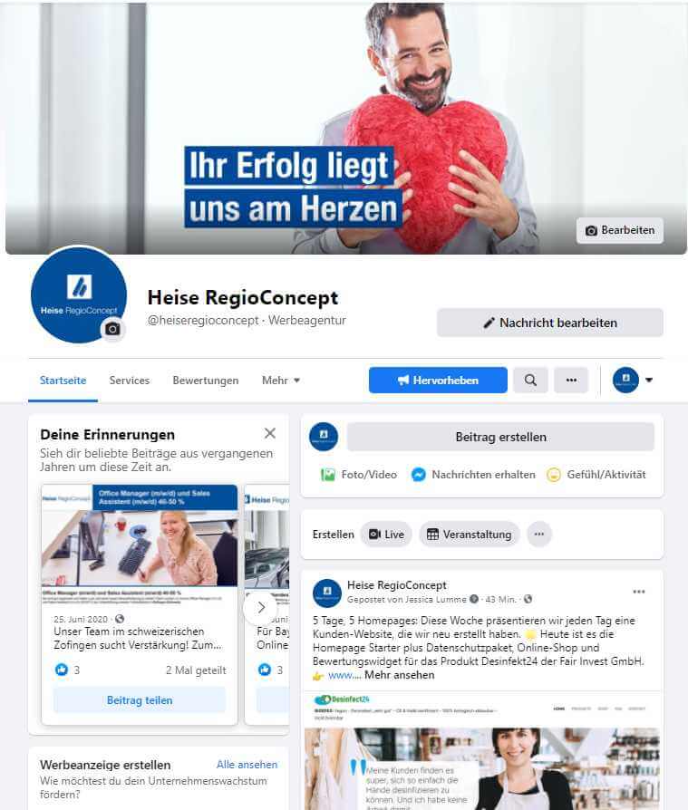 facebook-unternehmensseite-startseite Beispiel für eine Facebook Unternehmensseite