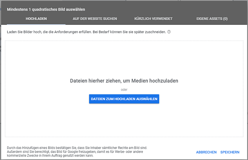 Bilder für die Google Ads Bilderweiterung auswählen