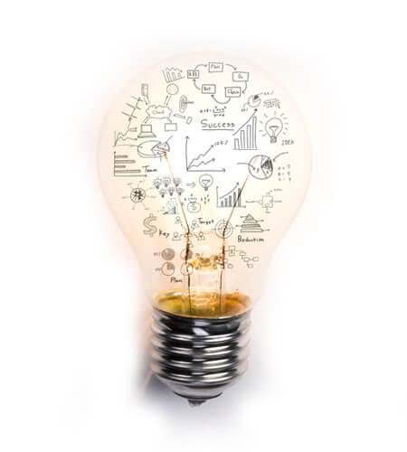 Light bulb with drawing graph