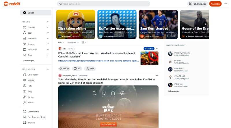 Reddit Screenshot, Quelle reddit.com, Screenshot: heise regioconcept