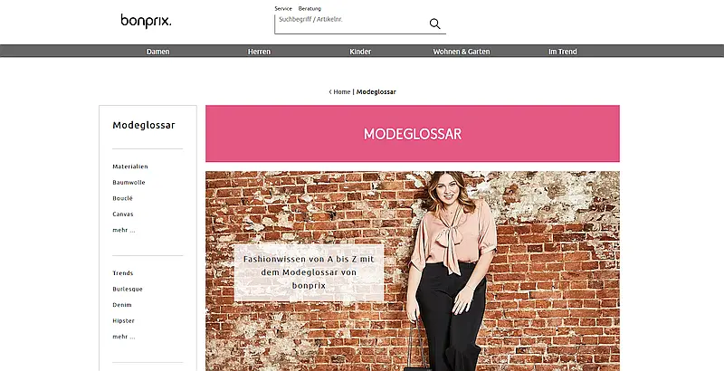 Modeglossar von bonprix