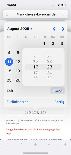 Posts planen in der heise KI Social App