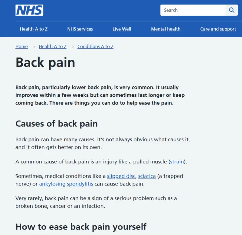 Beispiel von NHS, wie man in die AI-Citations kommt.