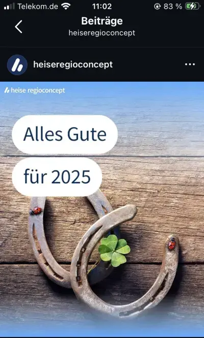 Neujahrsgruß auf Social Media von heise regioconcept