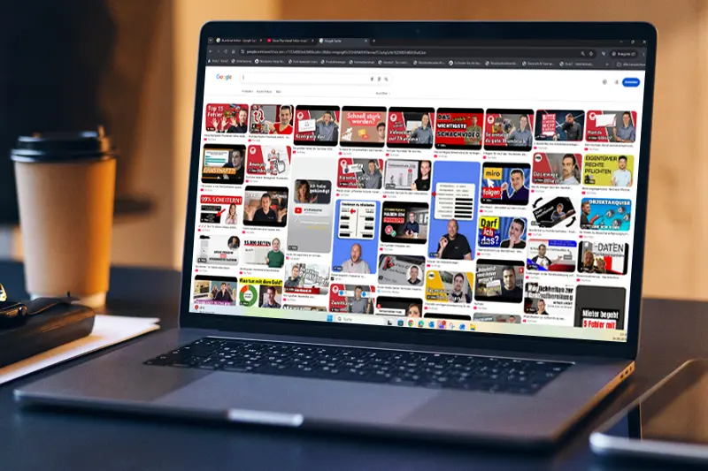 Laptop mit Thumbnails