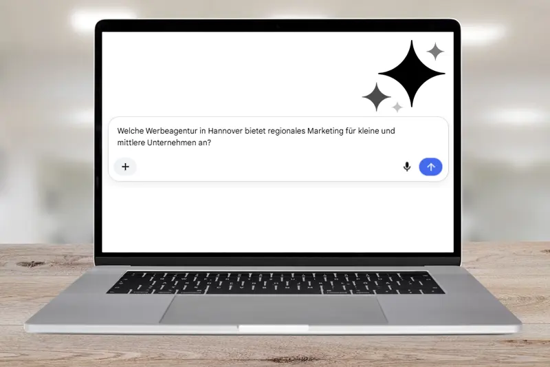 KI-Suche auf Laptop-Monitor